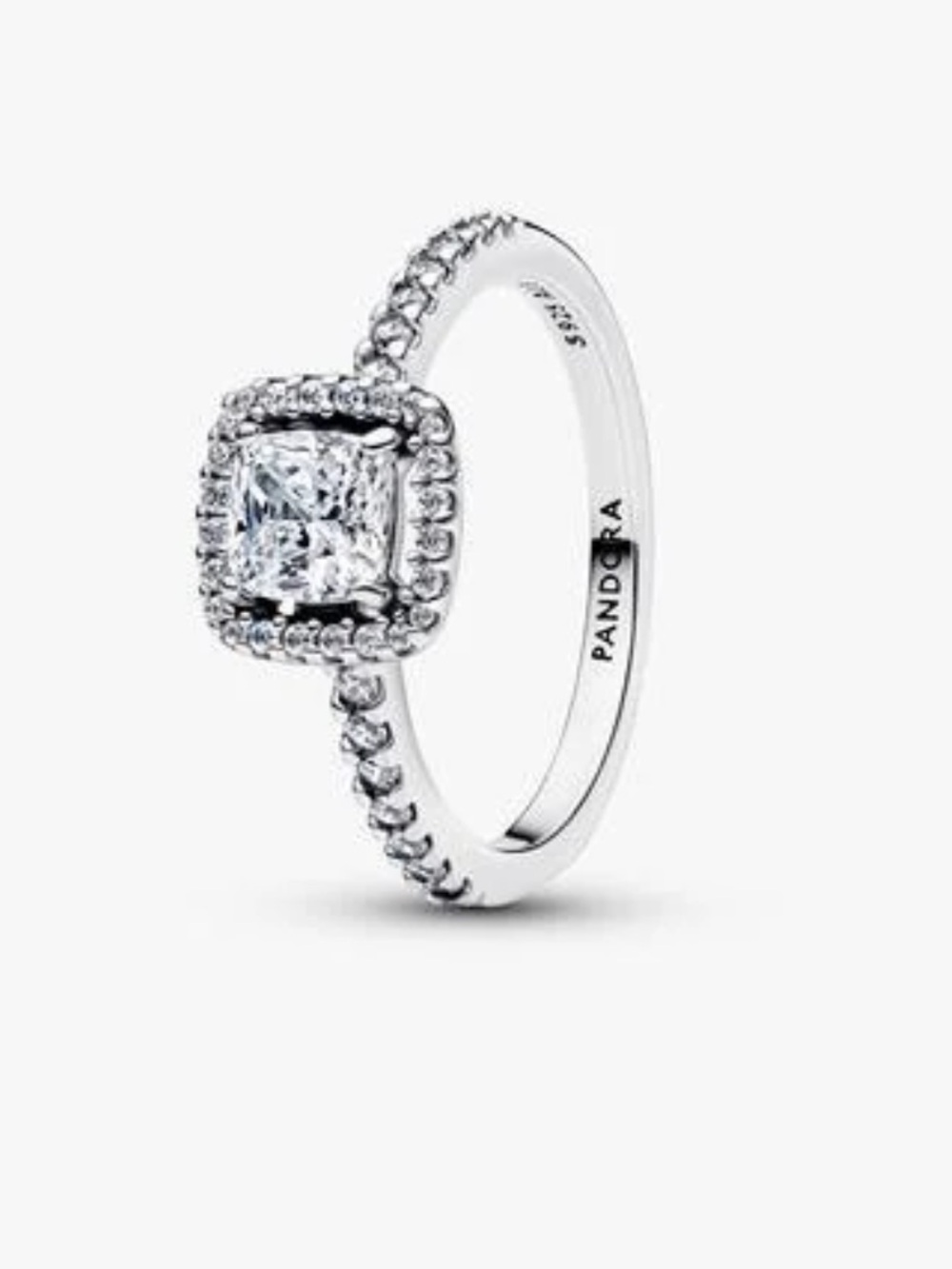 Pandora Sterling Silver Square Halo Ring  size 8